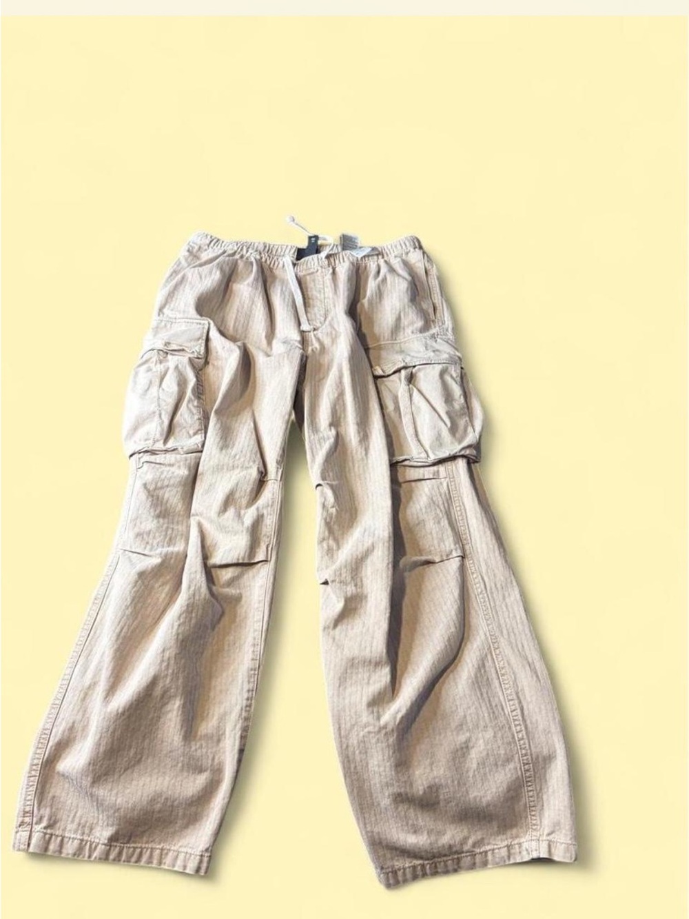 H&M Light Beige Wide-Leg Cargo Pants